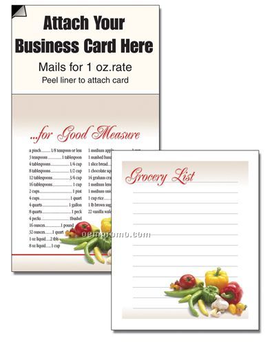 Designer Magnetic Business Card Note Pad - Grocery List