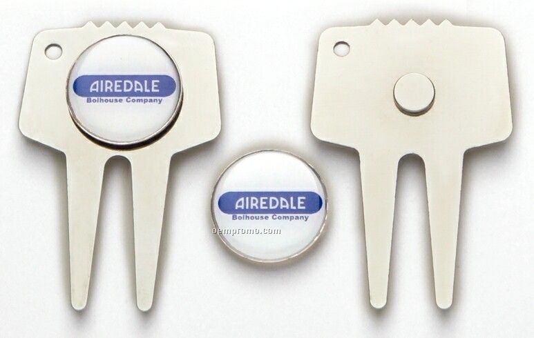 Stamped Divot Tool In Silvertone Finish W/ 7/8