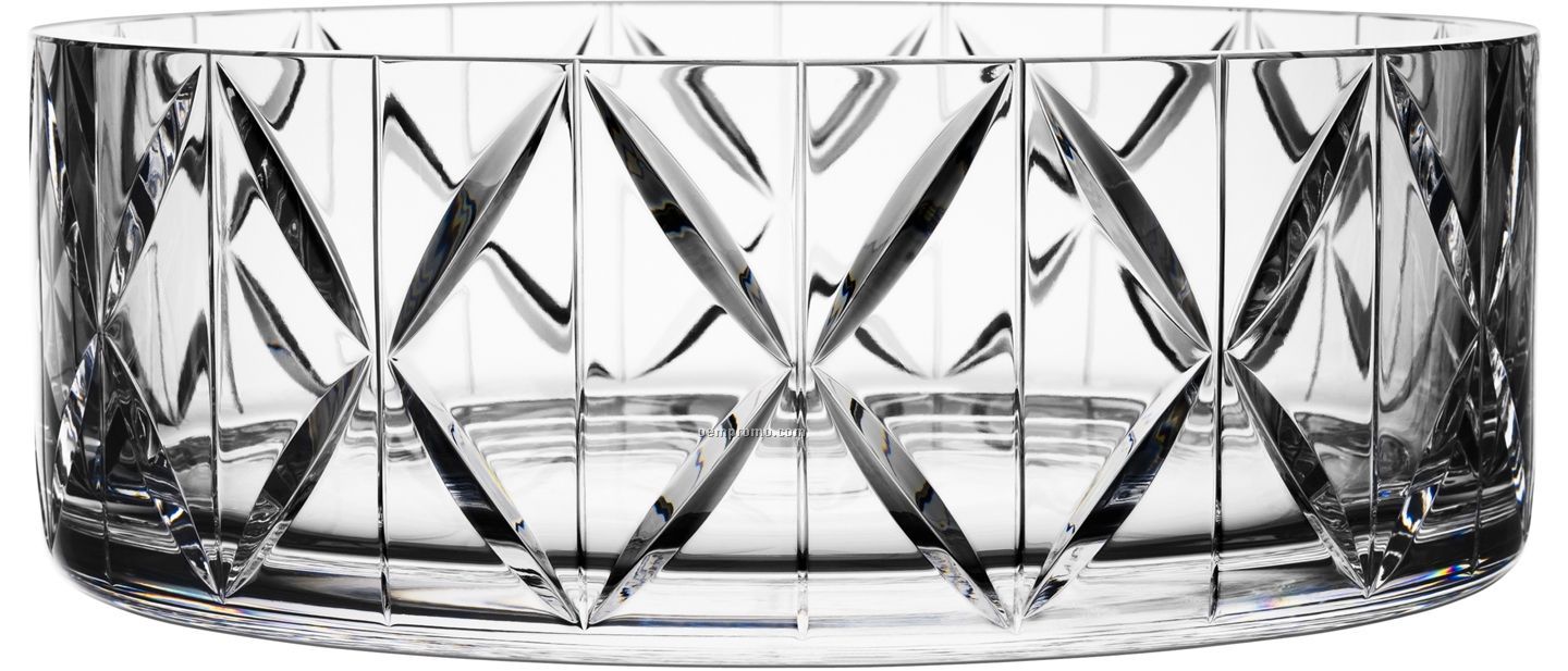 Crystal Tones Bowl W/ Diamond Cut Design By Ingegerd Raman