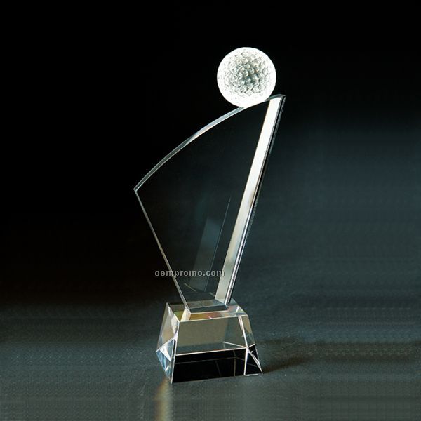 Large Wind Golf Optical Crystal Trophy