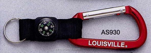 Red Carabiner With Compass Strap