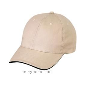 Unconstructed Low Crown Chino Cap Washed Twill Cap With Sandwich Bill