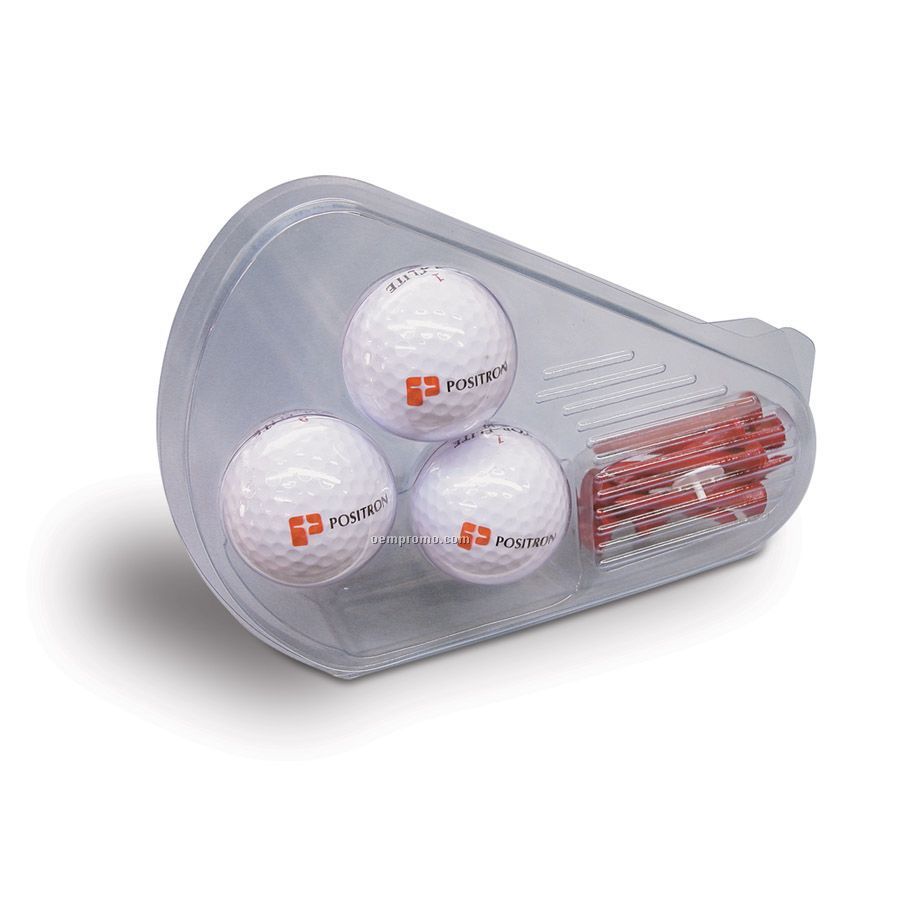 Clamshell Golf Gift Pack W/3 Golf Balls (2 Color)