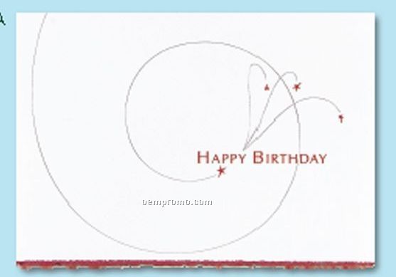 Dancing Stars Birthday Card W/ Red Deckle Edge Envelope