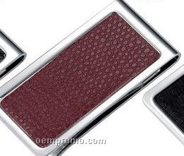Metal Chrome Plated Money Clip With Brown Snake Skin Pattern