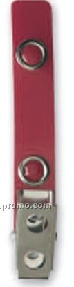 Red Strap Badge Fastener W/ Metal Clip