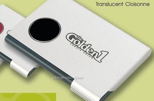 Business Card Case W/ Translucent Cloisonne (Laser Engraved)