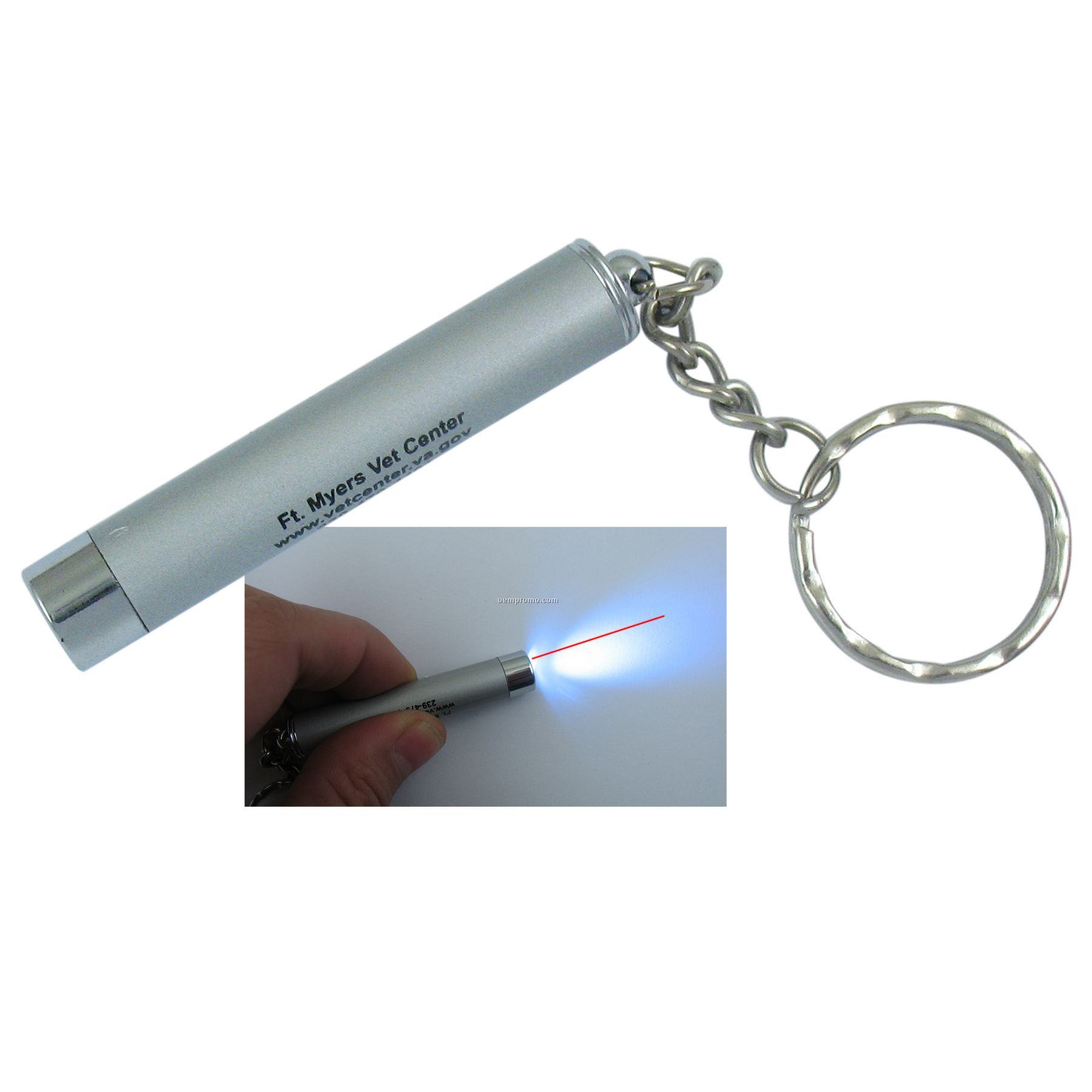 Laser Pointer And LED Light W/ Key Chain