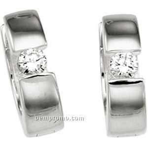 Sterling Silver Cubic Zirconia Hinged Earring