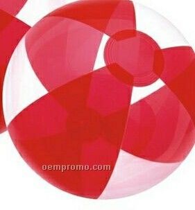 12" Inflatable Translucent Red And Clear Beach Ball
