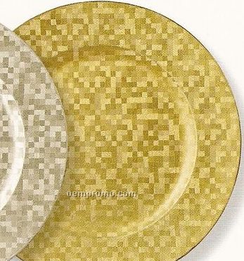 Elegance Lacquer Poly Gold Mosaic Round Charger - Set Of 4
