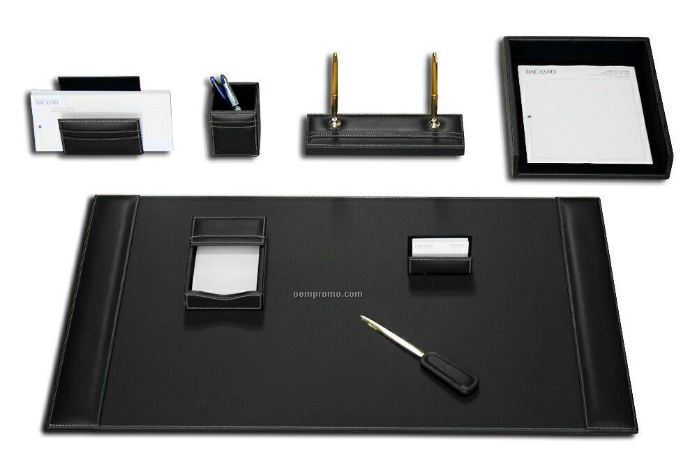 Rustic Black 8-piece Rustic Leather Desk Set