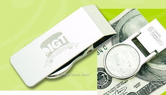 State Quarter Money Clip W/ Spring Mechanism - Laser Engraved