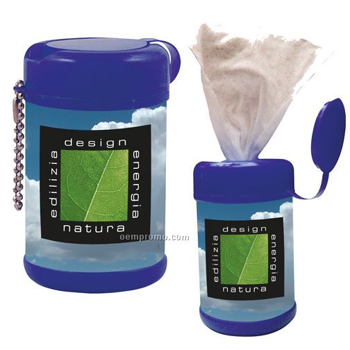 Tek-wipes Antibacterial Wet Wipes In A Canister With Ball Chain Attachment