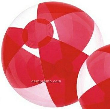 16" Inflatable Translucent Red And Clear Beach Ball