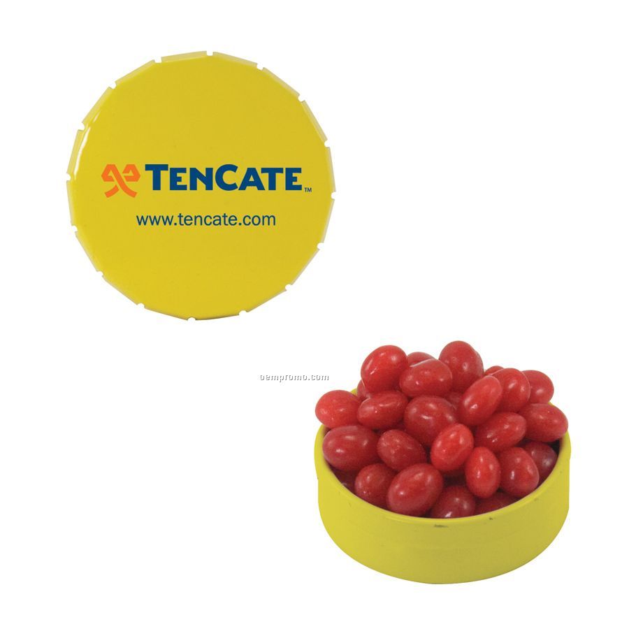 Small Yellow Snap-top Mint Tin Filled With Cinnamon Red Hots