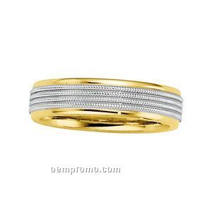 14ktt 6mm Ladies' Comfort Fit Wedding Band Ring (Size 7) Gold Edge