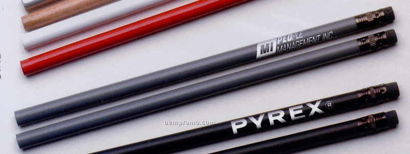 Gray Matte Supreme Round Pencil W/ Black Ferrule & Eraser