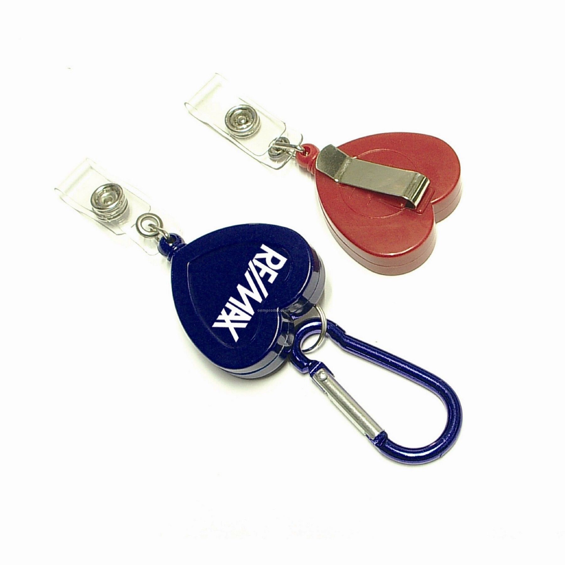 29" Heart Shaped Retractable Badge Reel With Carabiner.