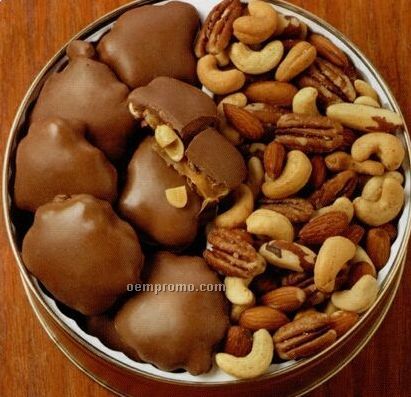 37 Oz. Peanut Clusters/ Deluxe Mix Nuts Designer Gift Tin
