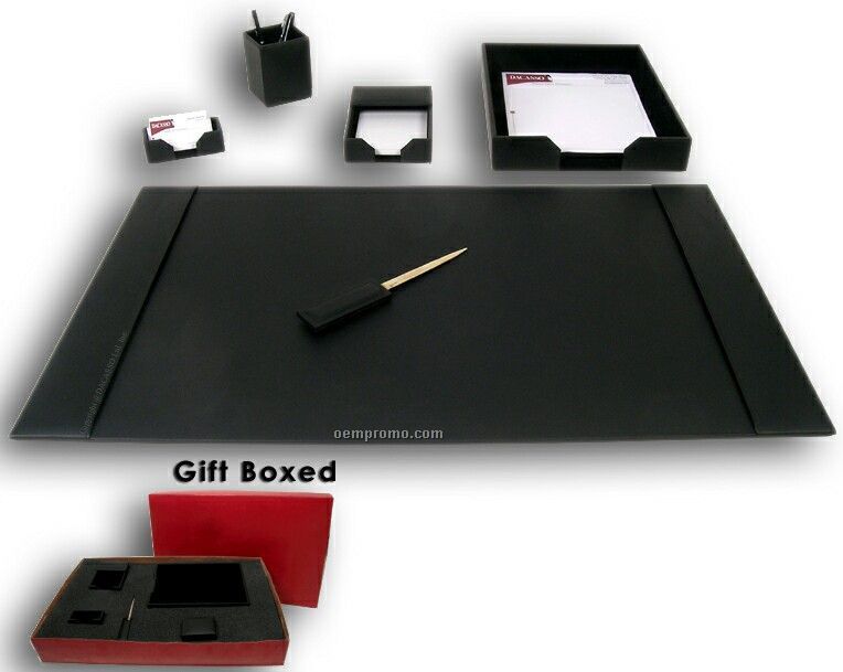 Black 6-piece Econo-line Leather Desk Set
