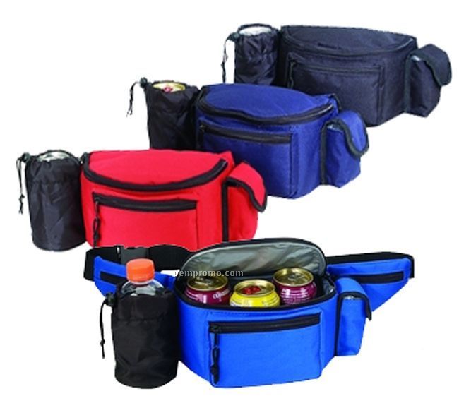 Cooler Fanny Pack With Bottle Holder & Cell Phone Pouch (Blank)
