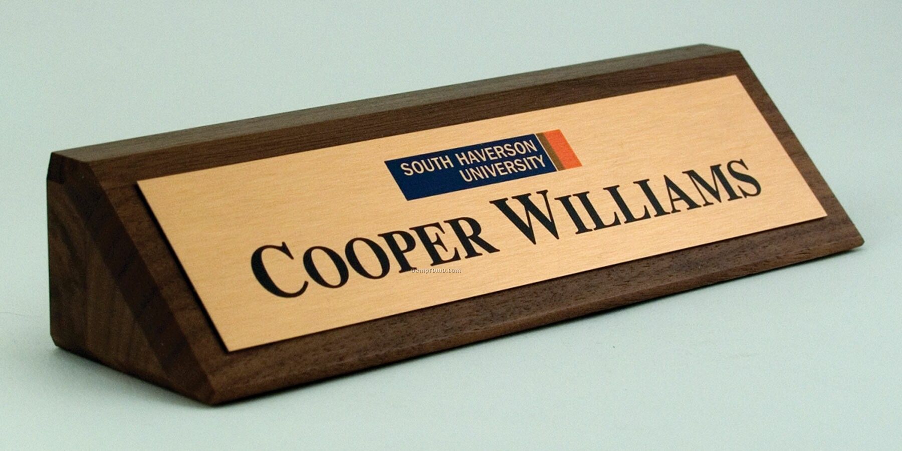 Solid Walnut Desk Nameplate W/ Premier Color Plate (2"X 8")
