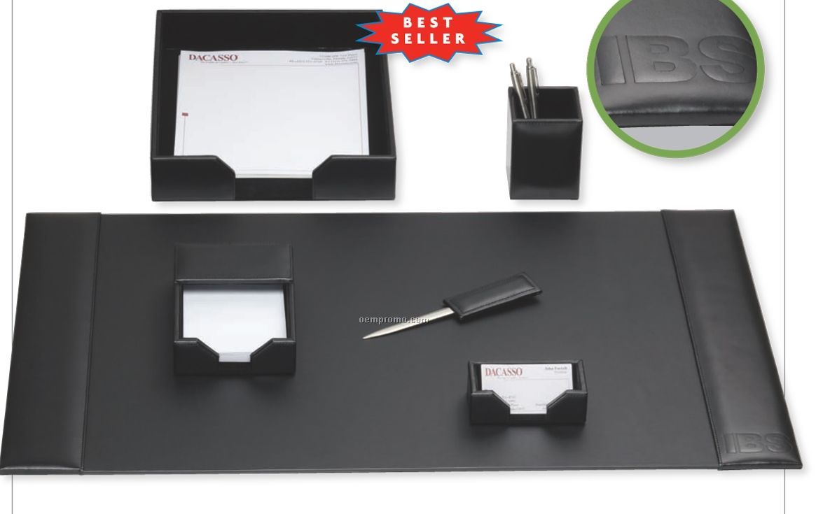 Black 3-piece Econo-line Leather Desk Set