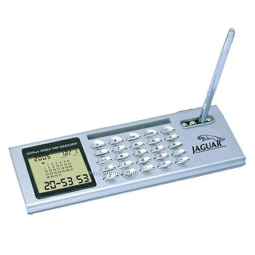 Desk Top Calendar / Clock / Calculator With Pen Holder And Pen