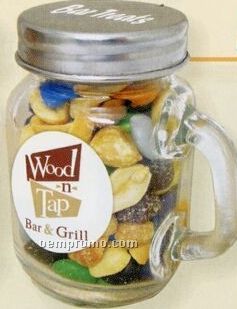 Mini Glass Mason Jar W/ Handle W/ Party Mix
