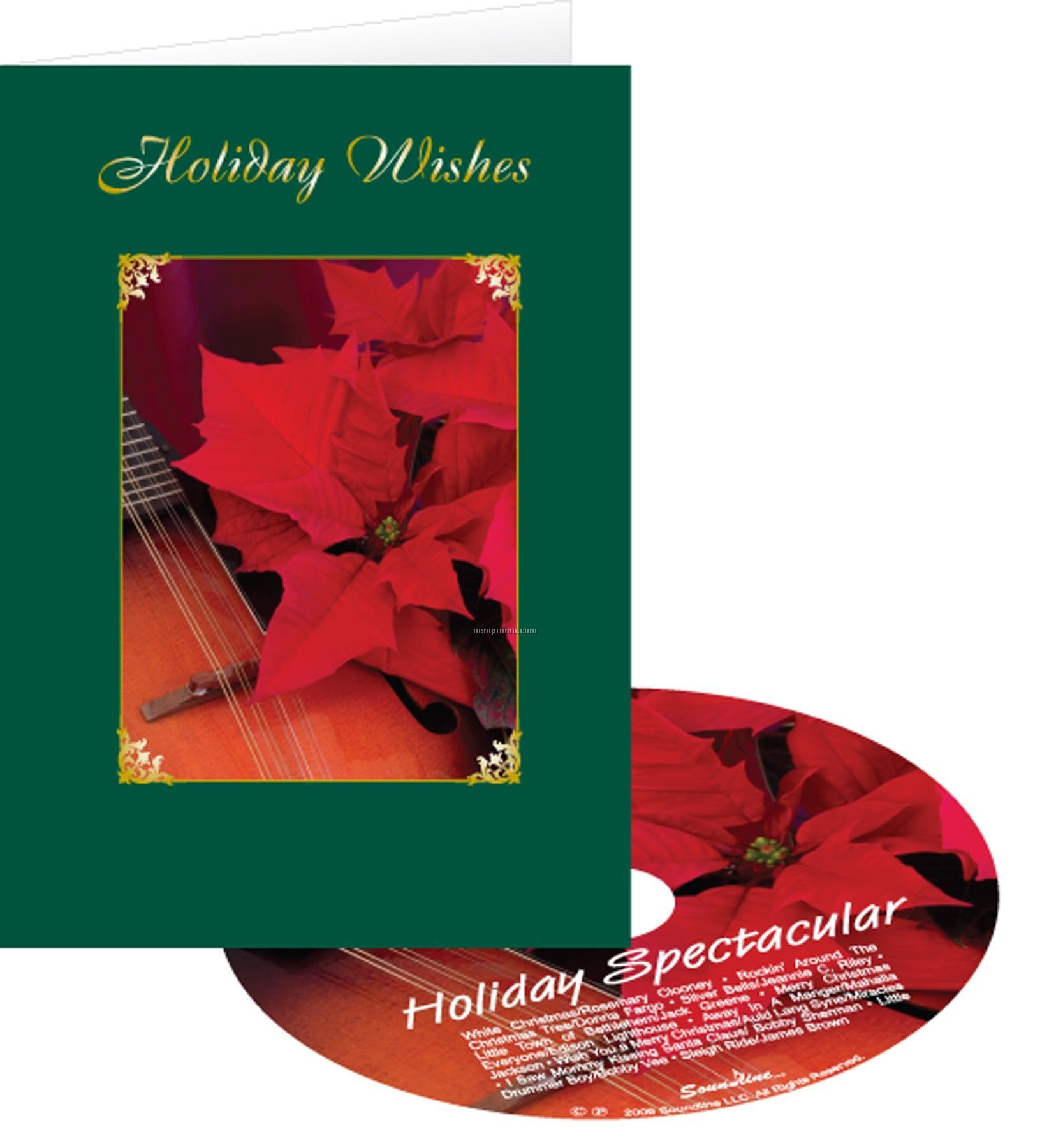 Poinsettia Holiday Wishes Greeting Card With Matching CD