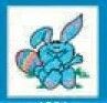 Holidays Stock Temporary Tattoo - Blue Easter Bunny & Egg (2"X2")