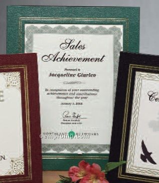 Certificate Gallery Green Leatherette Certificate Holder