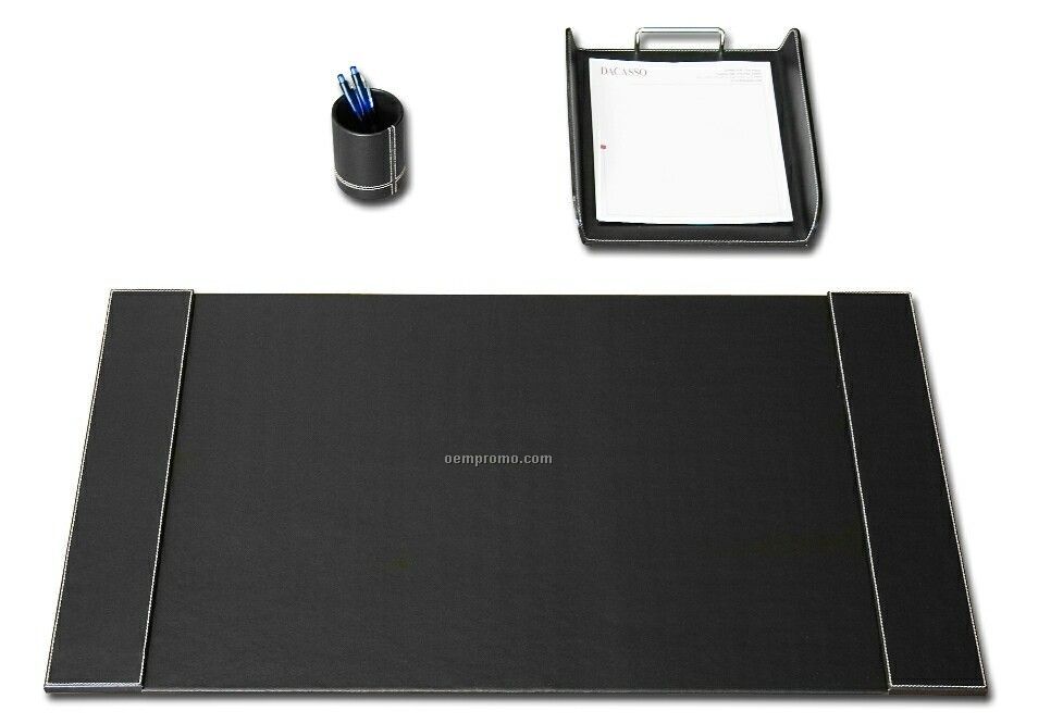 Black 3-piece Eco-friendly Leather Desk Set