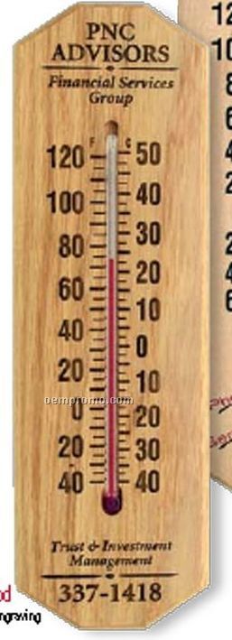 Large Indoor/ Outdoor Wood Thermometer (Oak)