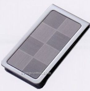 Metal Chrome Plated Dark Gray/ Light Gray Checkered Patterned Money Clip