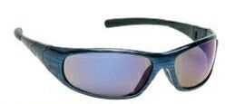 Sports Style Safety Glasses With Blue Mirror Lens & Black Frame