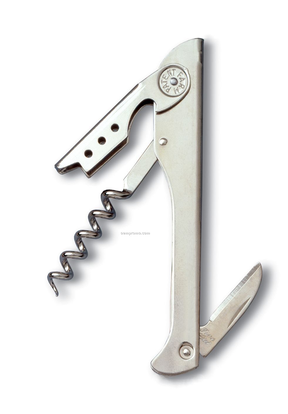 5 1/8" Hugger Waiter's Nickel Plated Corkscrew- Laser Engraved