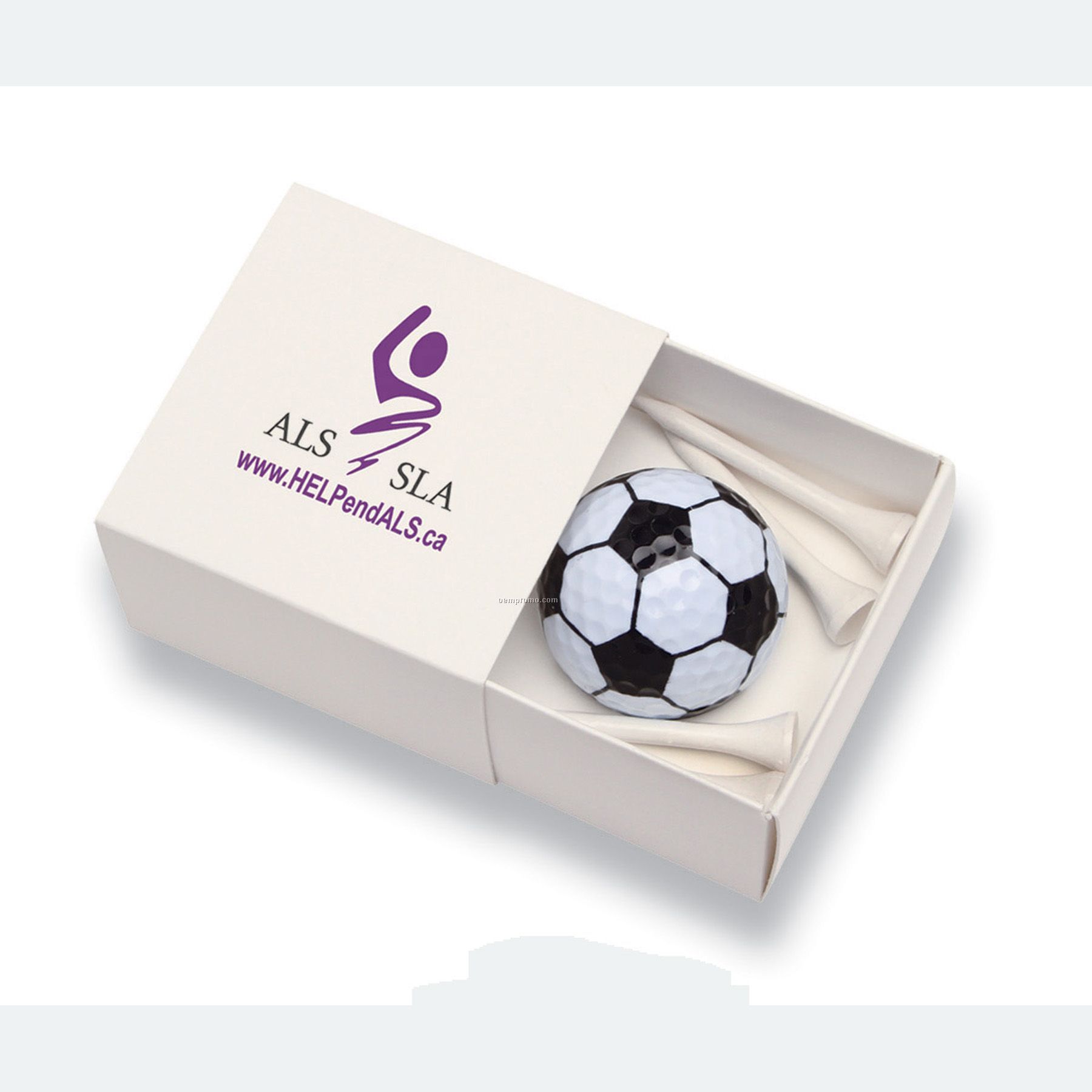 Box W/Soccer Golf Ball And Four 2 1/8