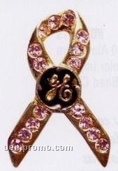 Custom Medical Awareness Ribbon Pin With Swarovski Crystals