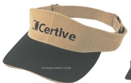 Pro Style Deluxe Brushed Cotton Twill Visor W/ Contrast Sandwich Bill