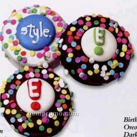 Tin Of 16 Oreo Cookies Dipped In Dark Chocolate W/ Confetti Sprinkles