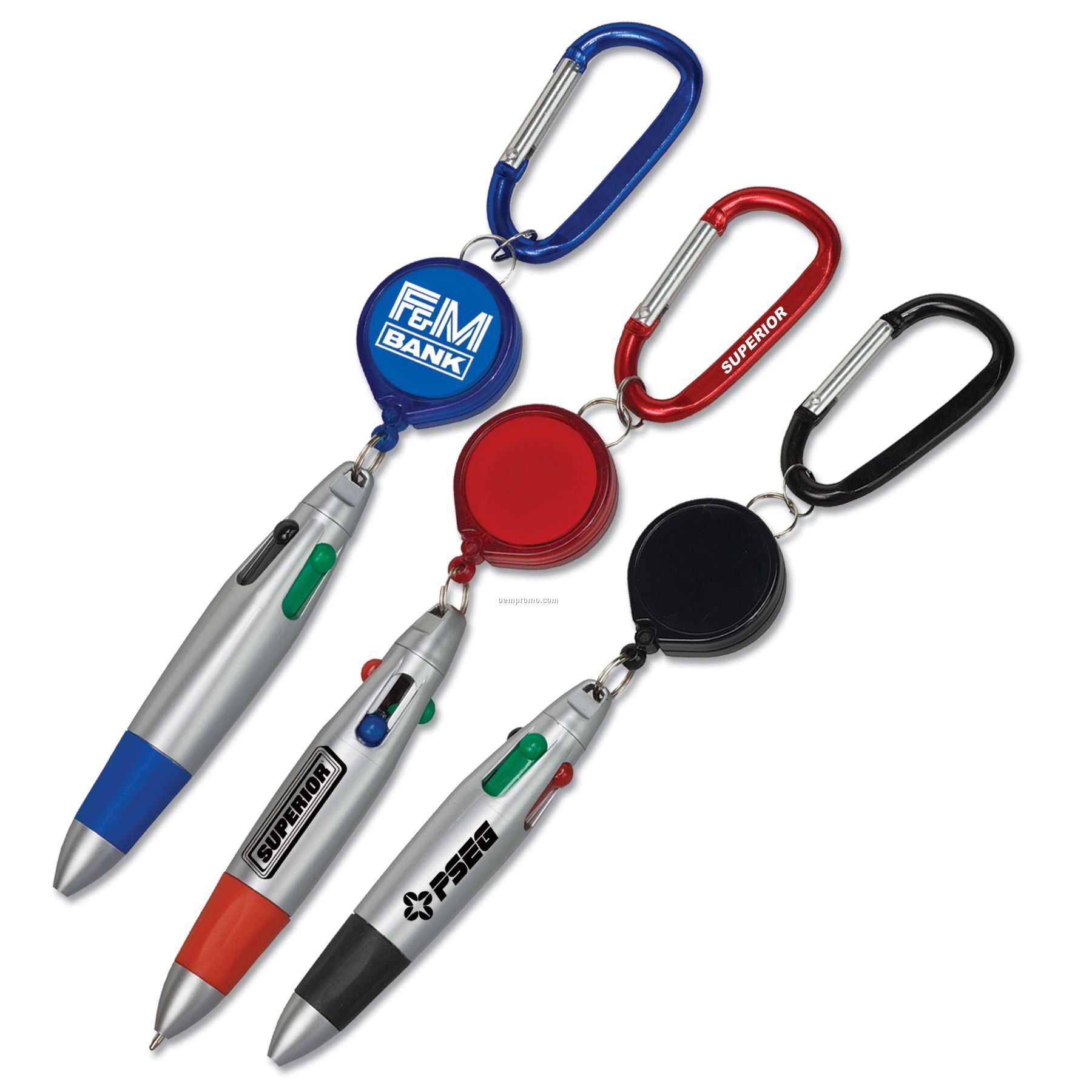 4-color Pen W/ Carabiner And Retractor