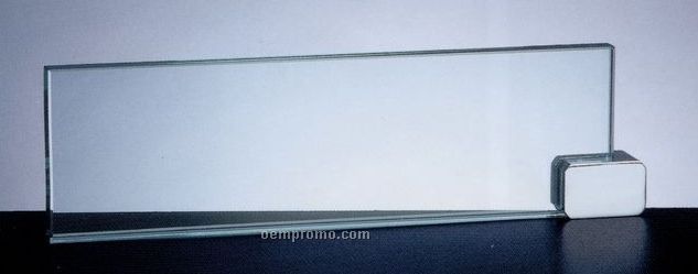 Jade Glass Name Plate W/ Chrome Rectangle Corner Holder (10