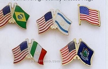 Usa & Foreign Country Crossed Flags Lapel Pins