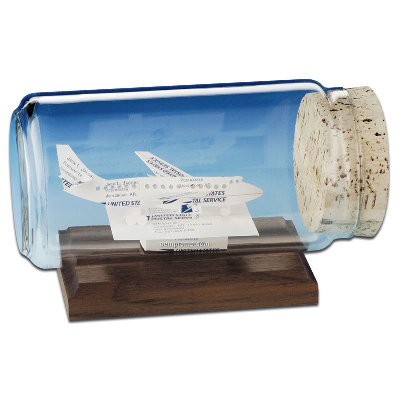 Business Card In A Bottle Sculpture - Jet Plane
