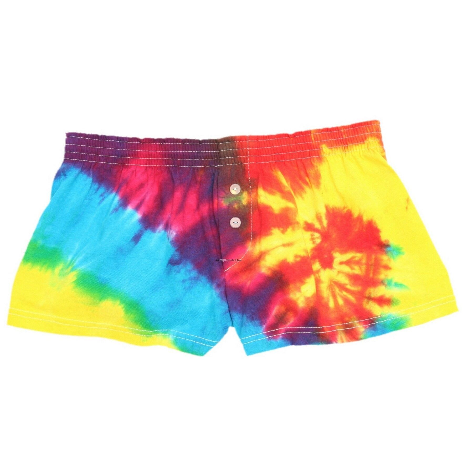 Ladies' Rainbow Tie Dye Jersey Bitty Boxer Shorts With False Fly