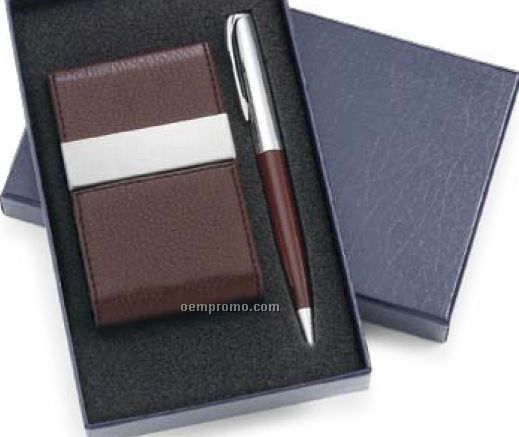Pen & Business Card Case 2 Piece Gift Set
