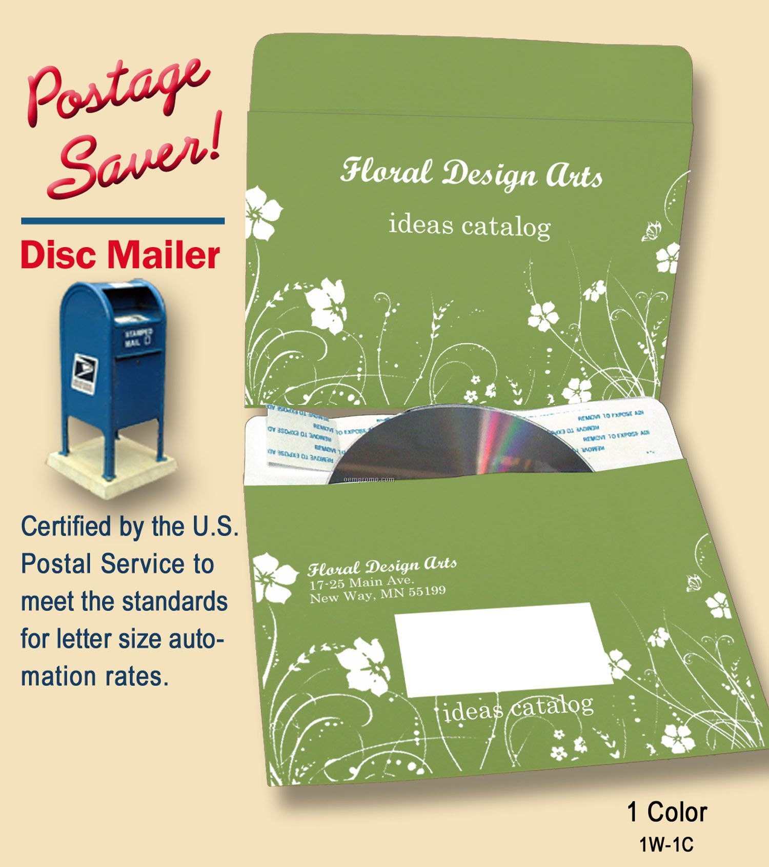 Postage Saver Disc Mailer,1 Color Imprint