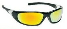 Sports Style Safety Glasses With Orange Mirror Lens & Black Frame